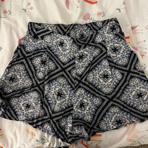 H&M Cotton Printed Blue White Black Shorts Soft
